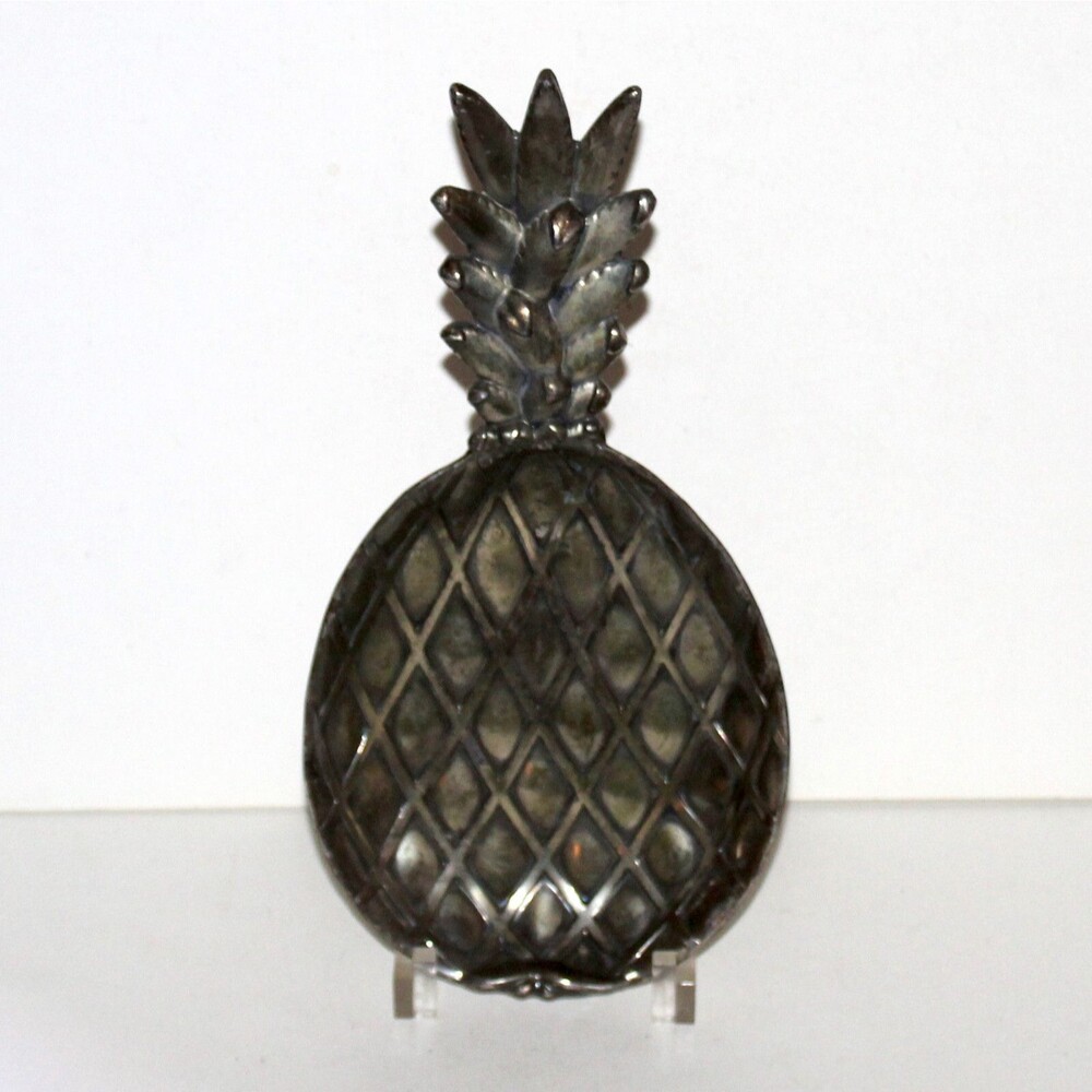 Vintage Pineapple Trinket Dish bowl metal Japan regency federal decor